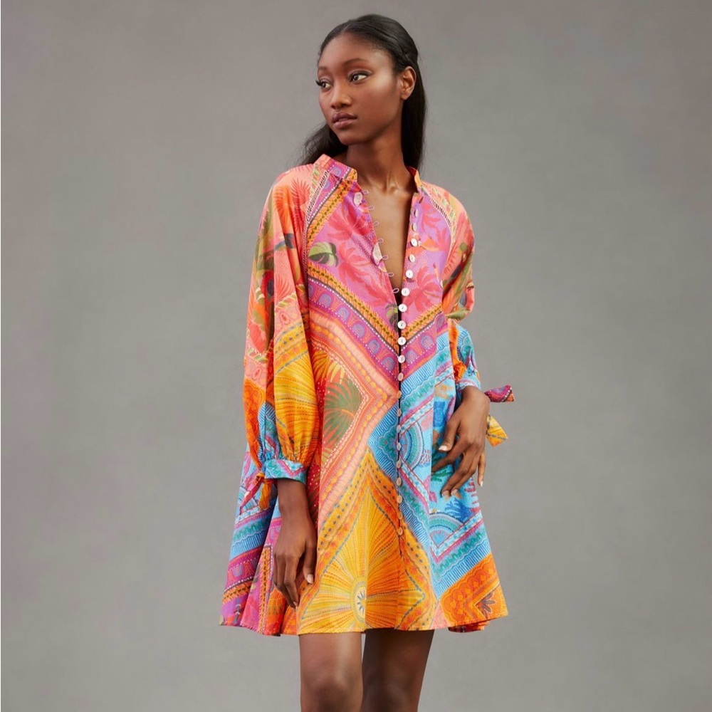 FARM Rio Mixed Scarves midi dress